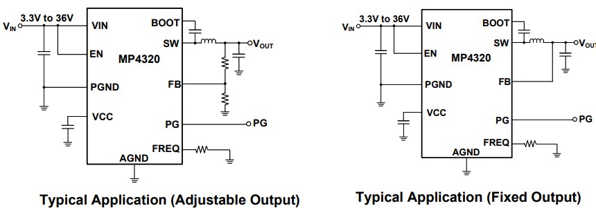 Application Circuit Diagram - Monolithic Power Systems (MPS) MP4320 Switching Voltage Regulators